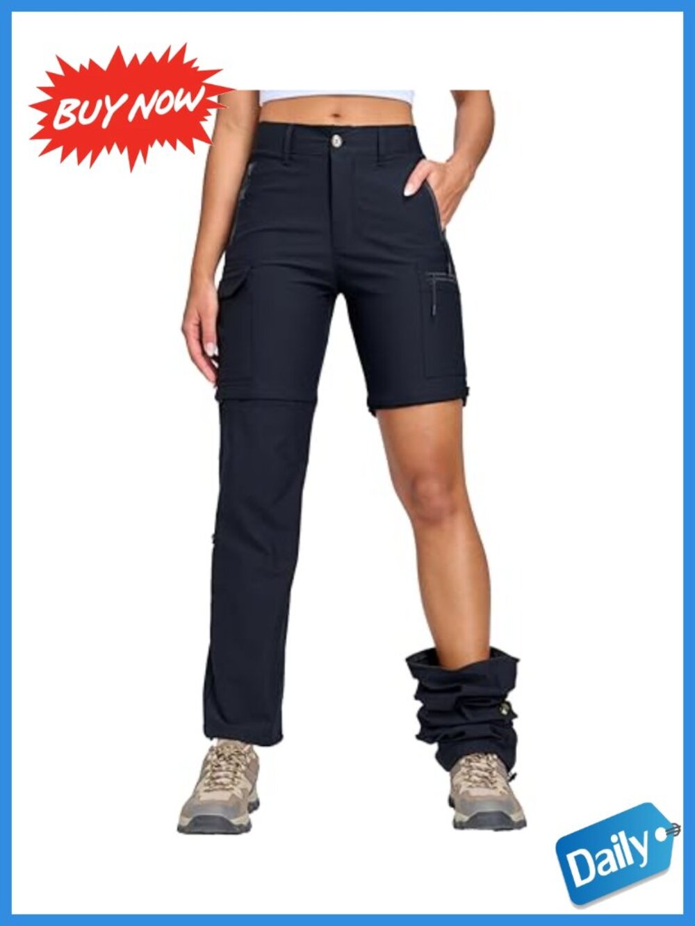 Women's Convertible Cargo Hiking Pants Zip Off Quick Dry UPF 50